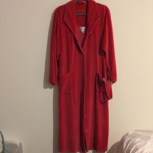 Anne Klein Red Plush Robe with Wrap Closure